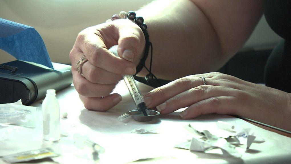 Injecting: One woman previously told STV News she took drugs 'to forget'.