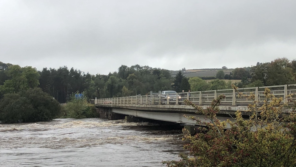Maryculter Bridge: Heavy flooding throughout Aberdeen.