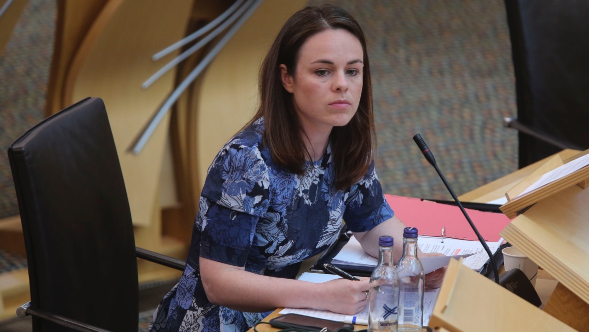 EDINBURGH, SCOTLAND - JULY 09: Kate Forbes, MSP Finance Secretary gives a ministerial statement in response to the Chancellors summer economic update at the Scottish Parliament in Holyrood on July 9, 2020 in Edinburgh, Scotland. (Photo by Fraser Bremner - WPA Pool/Getty Images)
