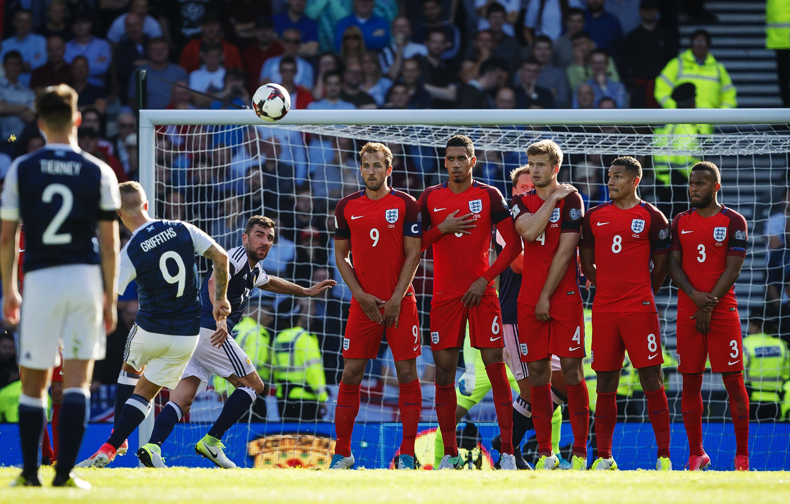 Leigh Griffiths scores his first of two wonderful free-kicks.