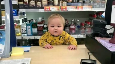 Little helper: Toddler warms hearts in shop’s Christmas advert