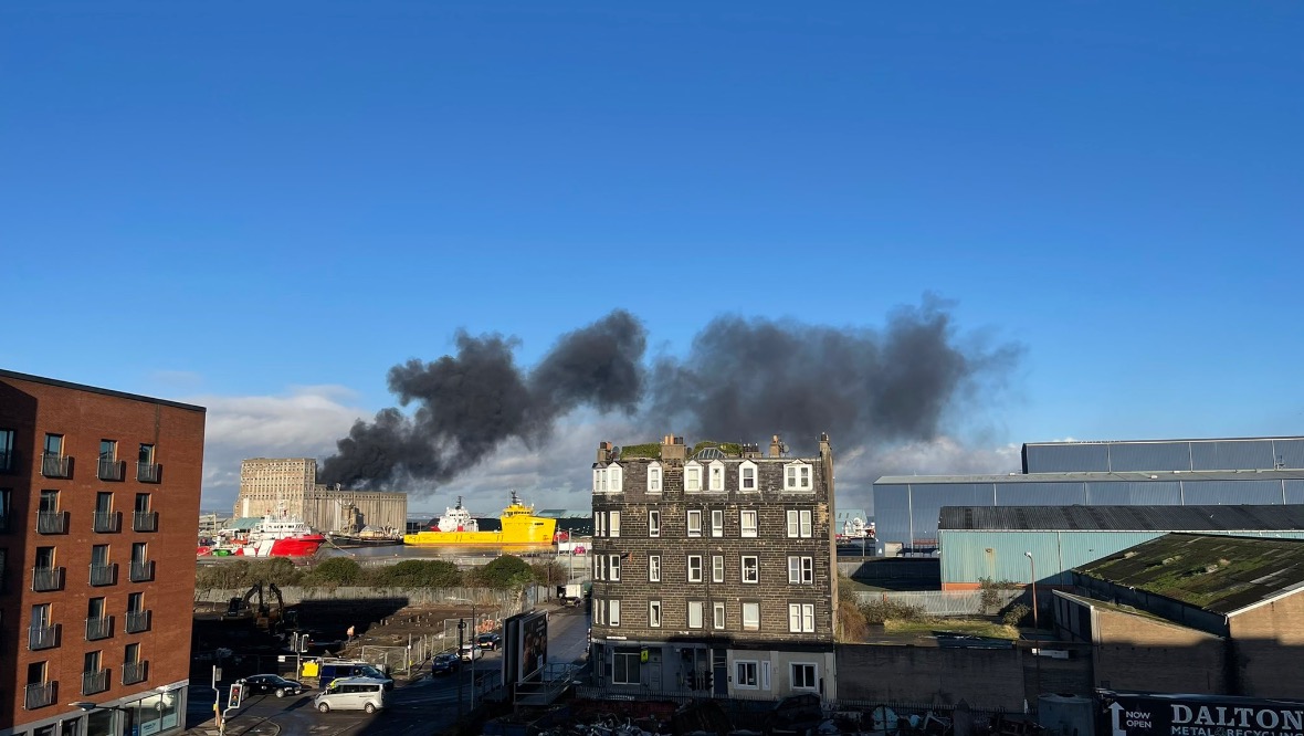 Smoke billowed from Leith Docks as fire crews tackled blaze