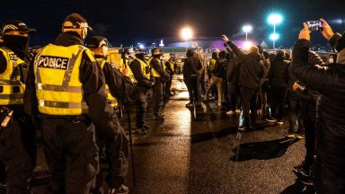 Two men arrested after further protests outside Celtic Park
