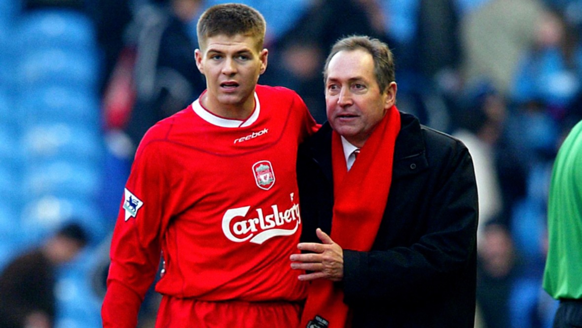Gerrard with Houllier at Liverpool. Credit: Martin Rickett/PA