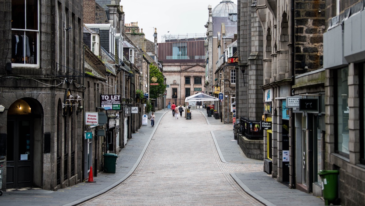 A quiet Aberdeen city centre during the coronavirus pandemic