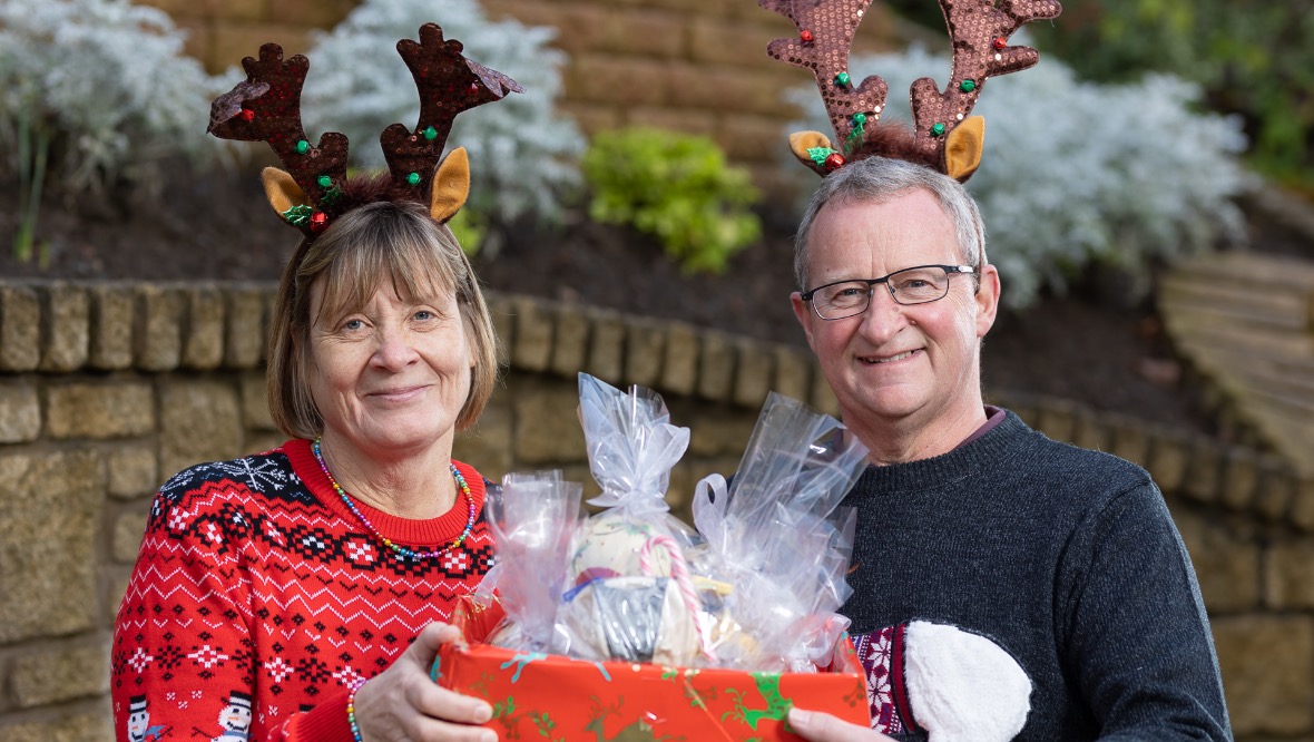 Festive cheer: Ann and Brian Sharp.