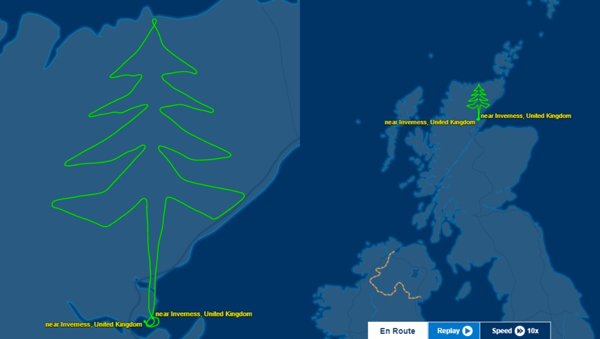 Pilot maps out giant Christmas tree in flight route