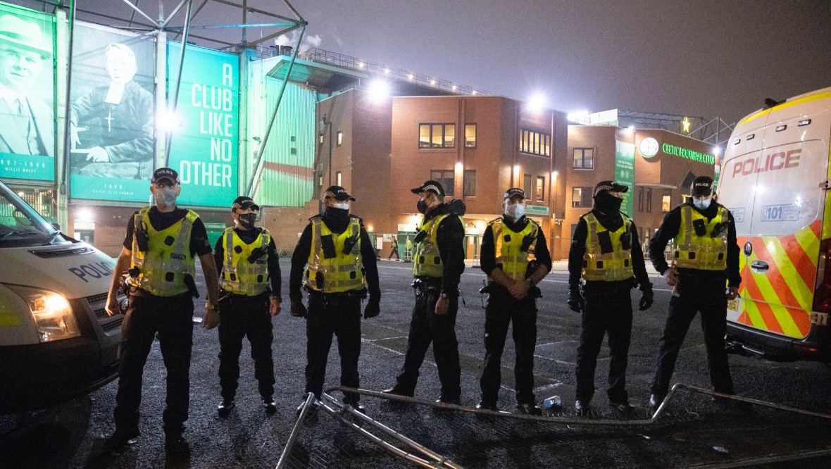 Two men appear in court on Celtic Park protest charges