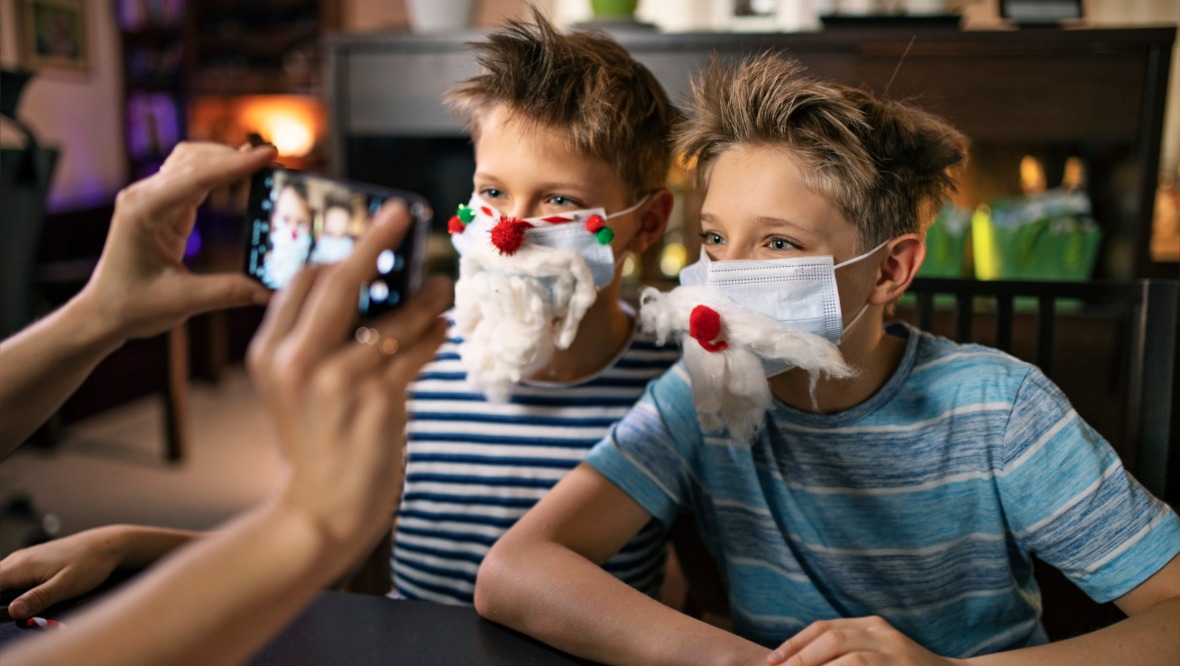 Young ones can give their masks a festive twist.