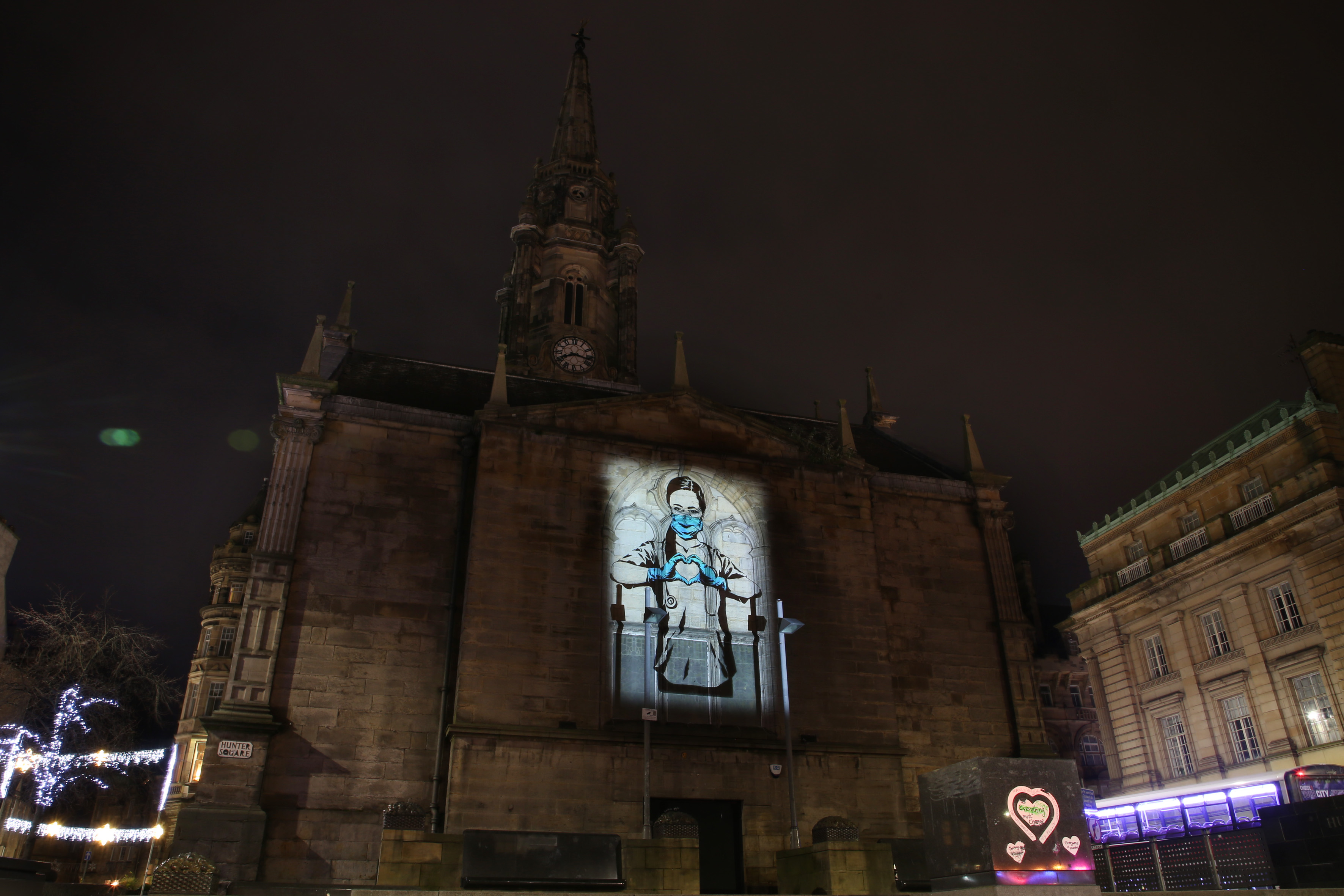 Rebel Bear image on St Giles' Cathedral.