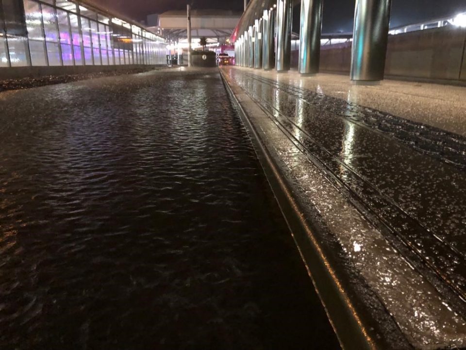 Train and tram services hit by torrential rain overnight