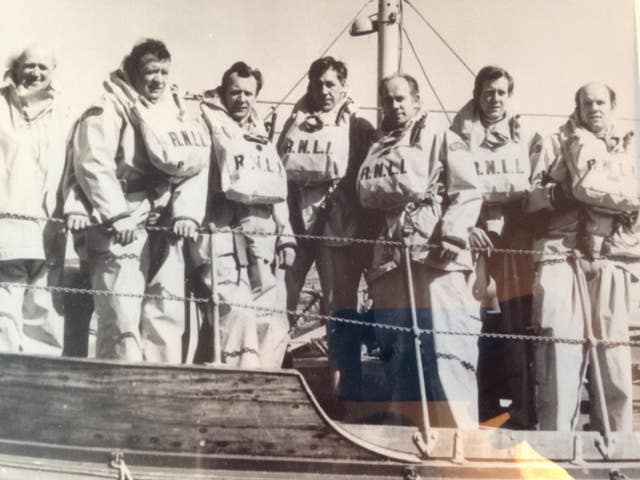 David Brunton, third left, with his brothers on the lifeboat.