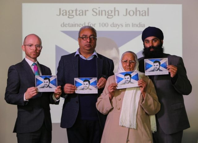 West Dunbartonshire SNP MP Martin Docherty-Hughes with Jagtar Singh Johal’s family.