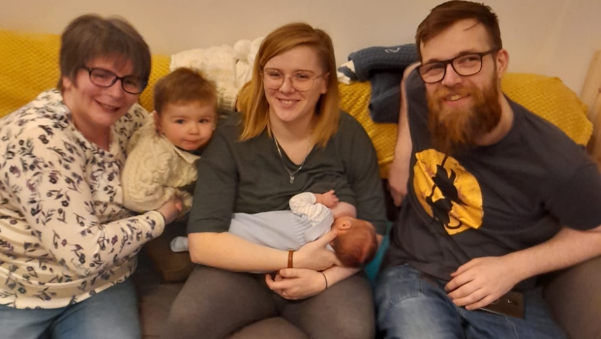 Lauren Docherty, 27, gave birth to Finn at 1.58am on New Year’s Day at the Queen Elizabeth University Hospital in Glasgow.