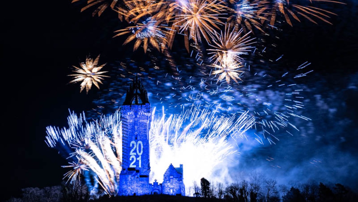 Wallace Monument fireworks bringing in 2021.