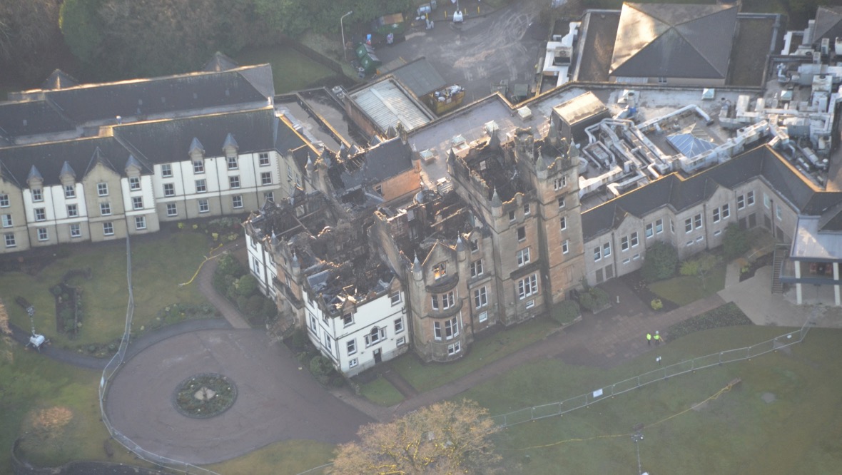 The fire started after a night porter emptied ash and embers into a polythene bag and placed it in a cupboard.