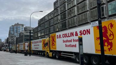 Scottish seafood lorries in London to highlight export woes