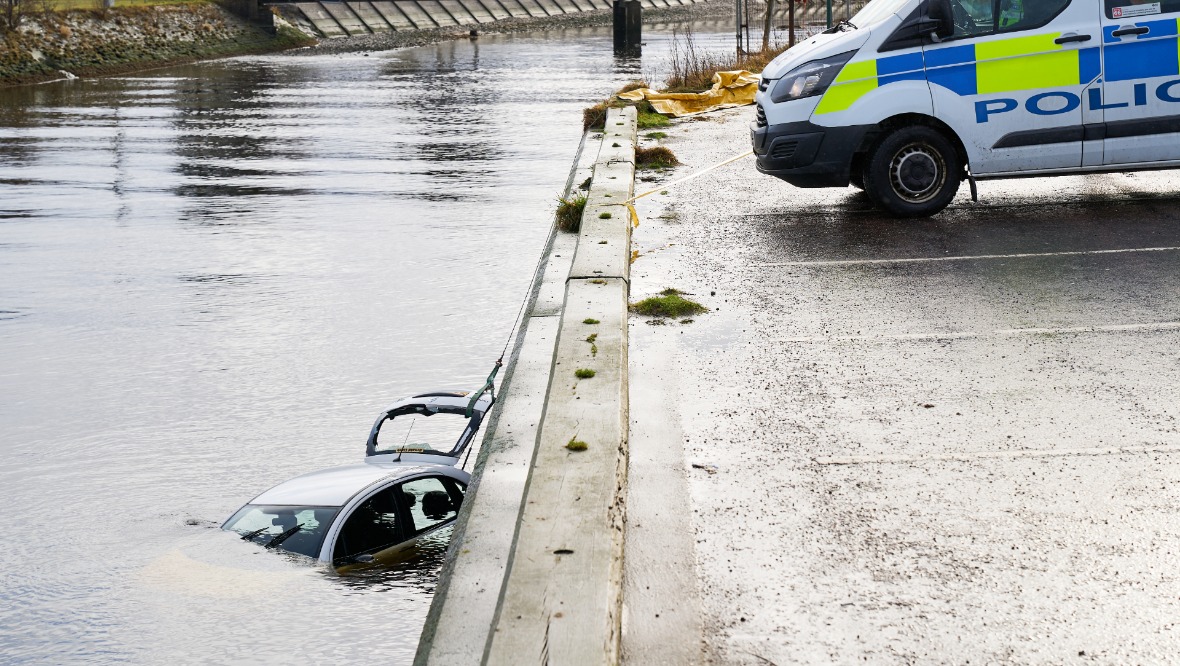 The car ended up in the water at Nairn harbour on Wednesday morning.