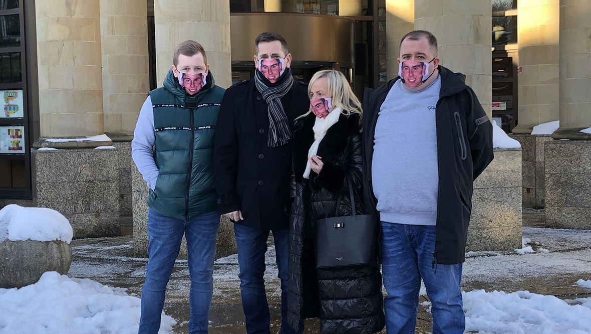 Liam Hendry's family outside the High Court in Glasgow.