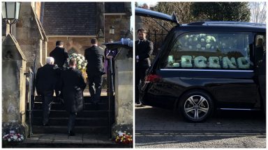 Sydney Devine’s funeral cortege passes mourners at theatre