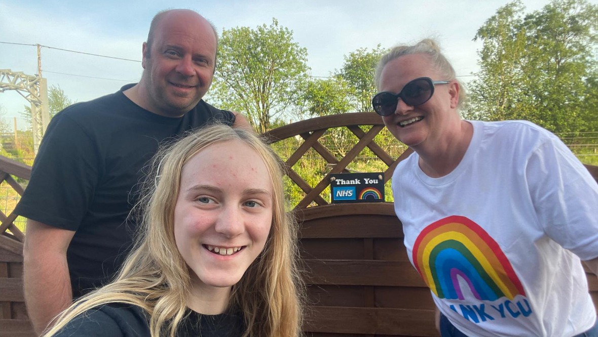 Stuart Nicol with his wife Sharon and daughter Nyree.