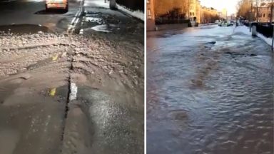 Burst mains floods street and affects supply for 29,000 homes