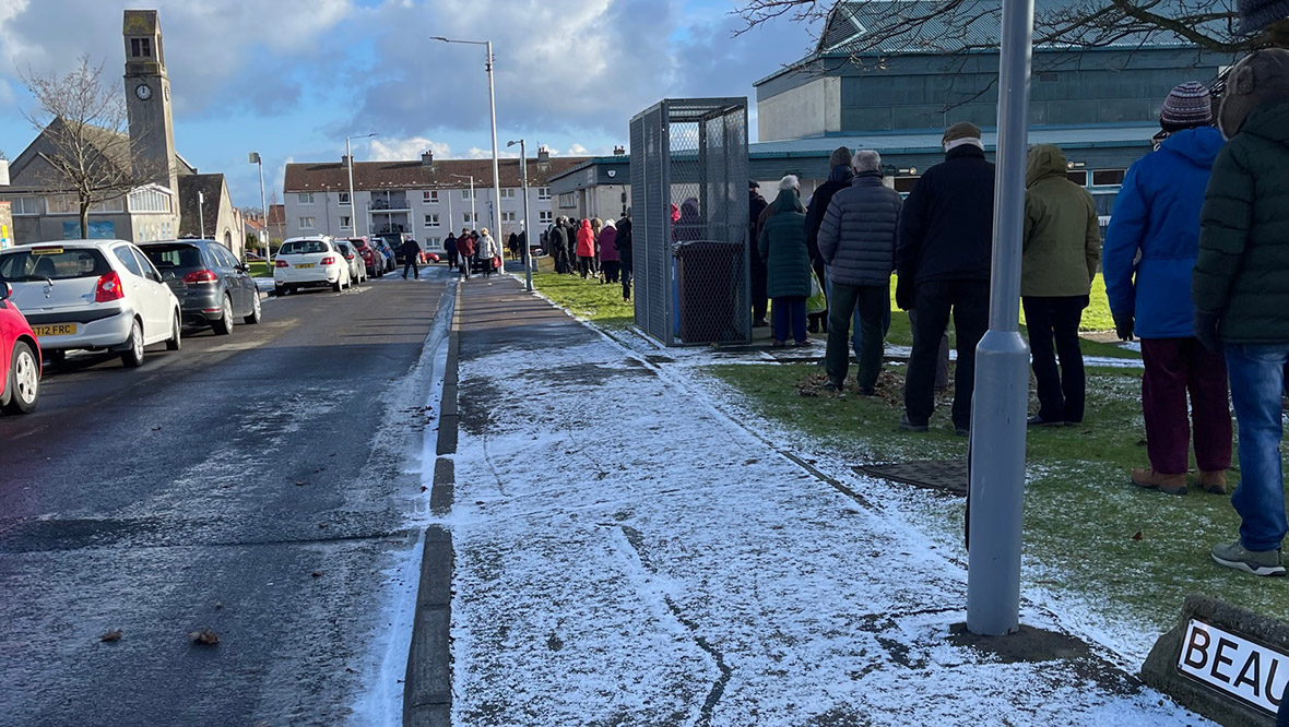 People queuing for their coronavirus vaccine in Kirkcaldy