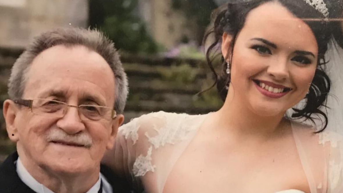 Alix with her granda Brian on her wedding day.