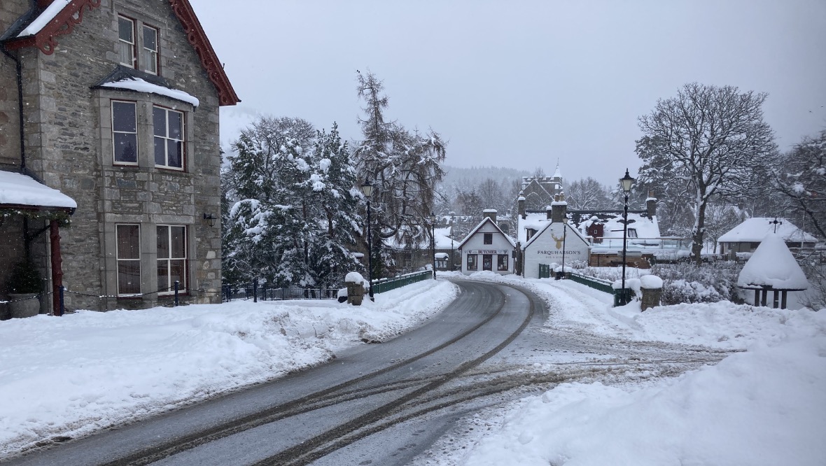 Snowfall: Braemar in Aberdeenshire.