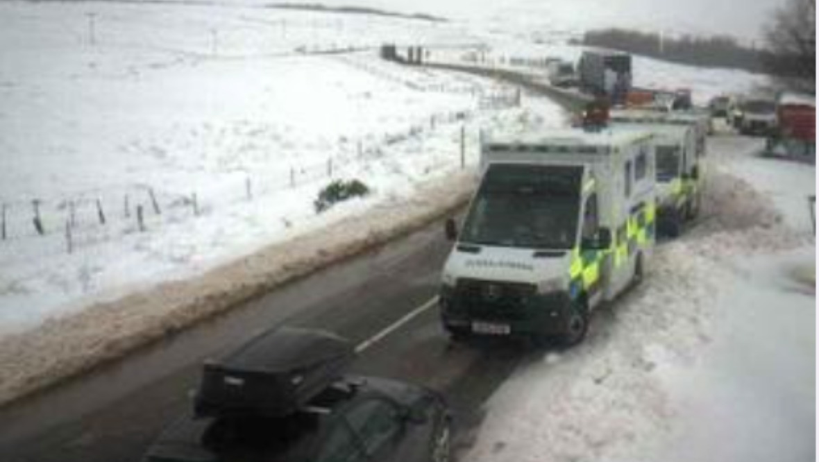 Traffic cameras showed emergency services at the scene on the A835.