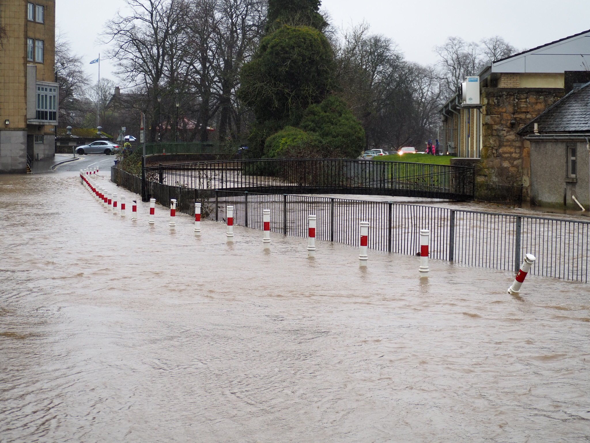 The River Eden burst its banks following heavy downpours.