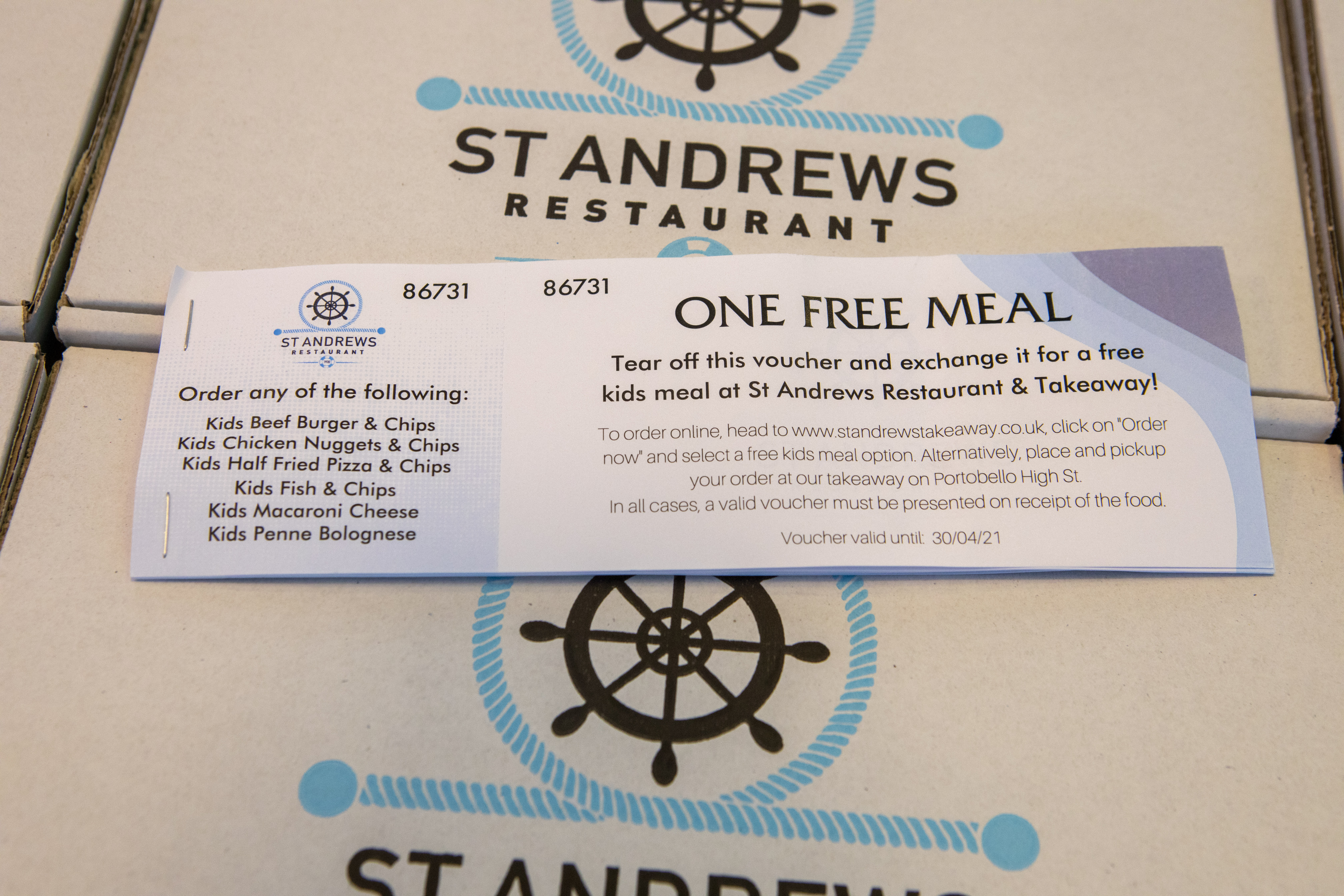 The vouchers allow children ten hot meals from the chippy.