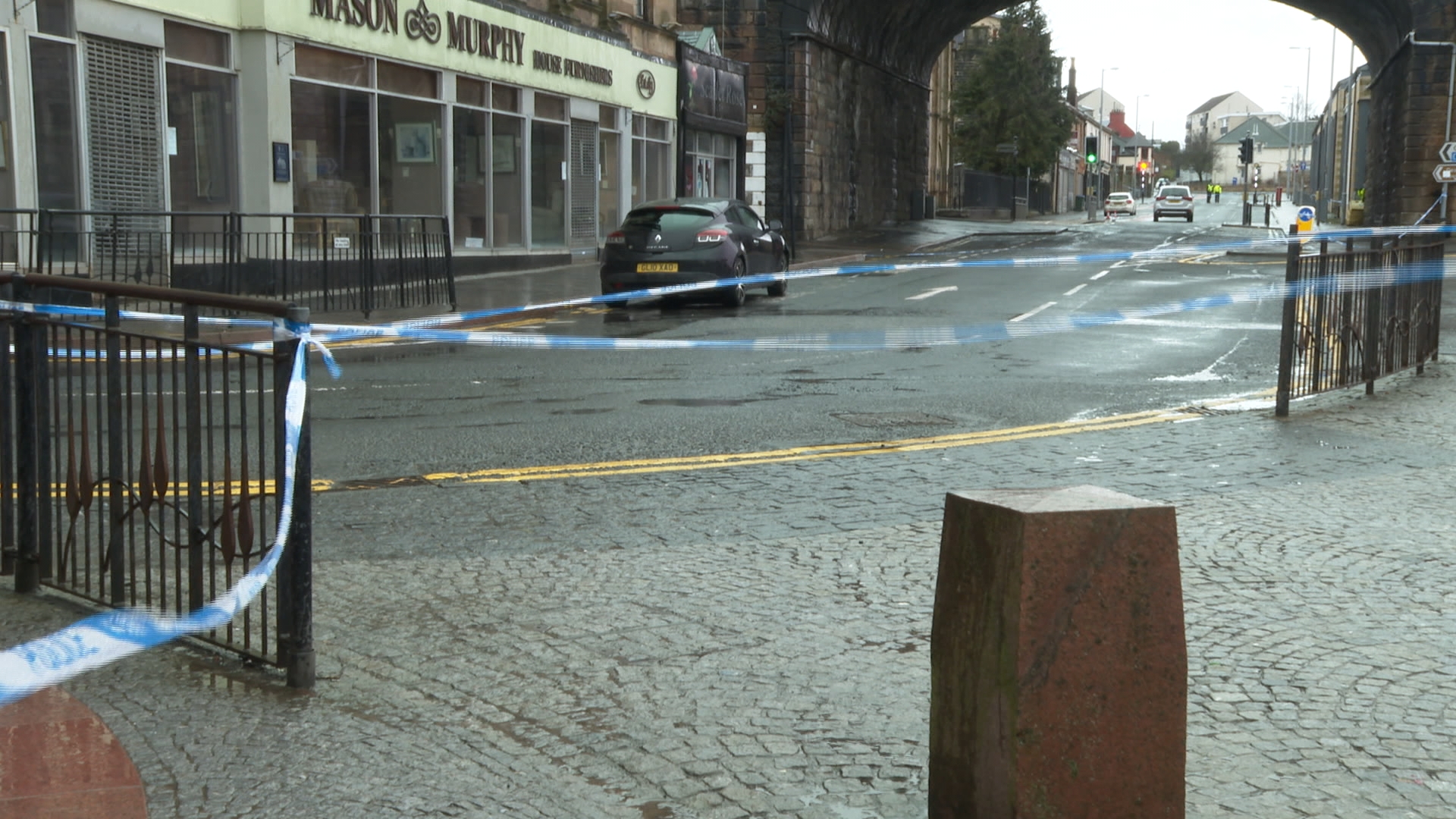 Parts of Kilmarnock town centre remained closed off on Friday.
