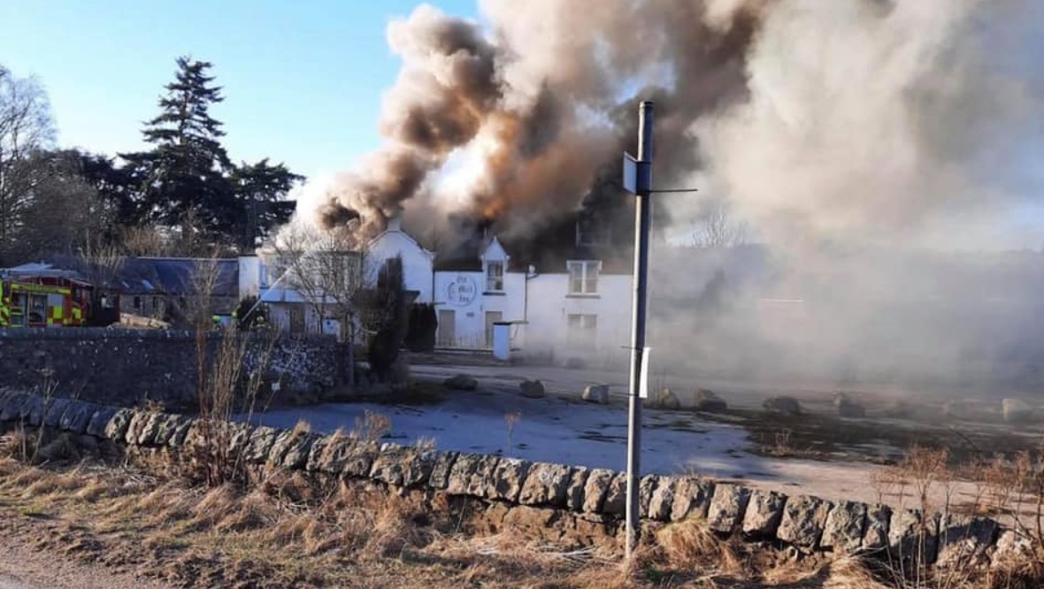 Firefighters tackle blaze at derelict former hotel