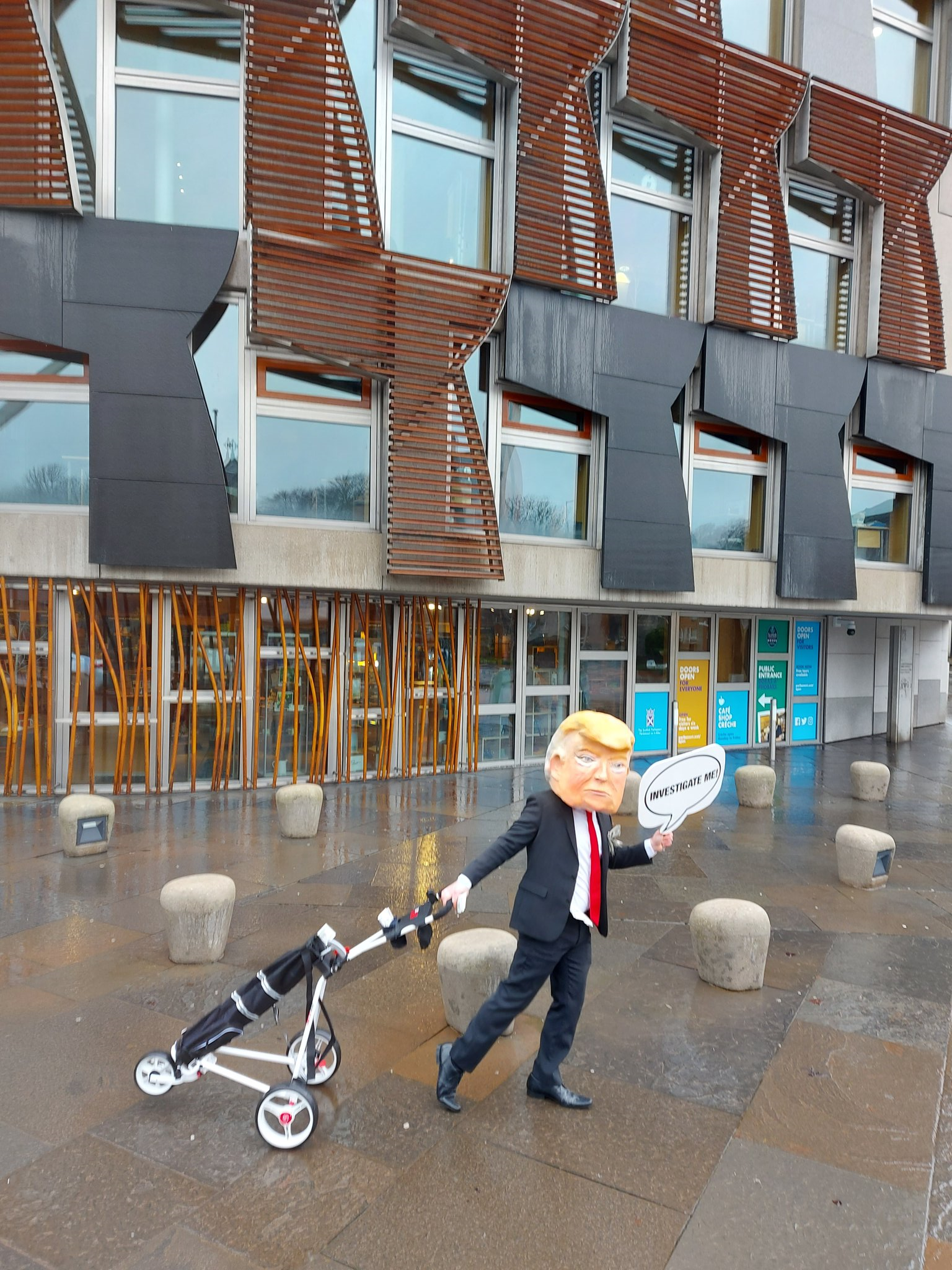 A protestor outside Holyrood ahead of the debate on Wednesday, February 3. Credit: Kirsty Haigh