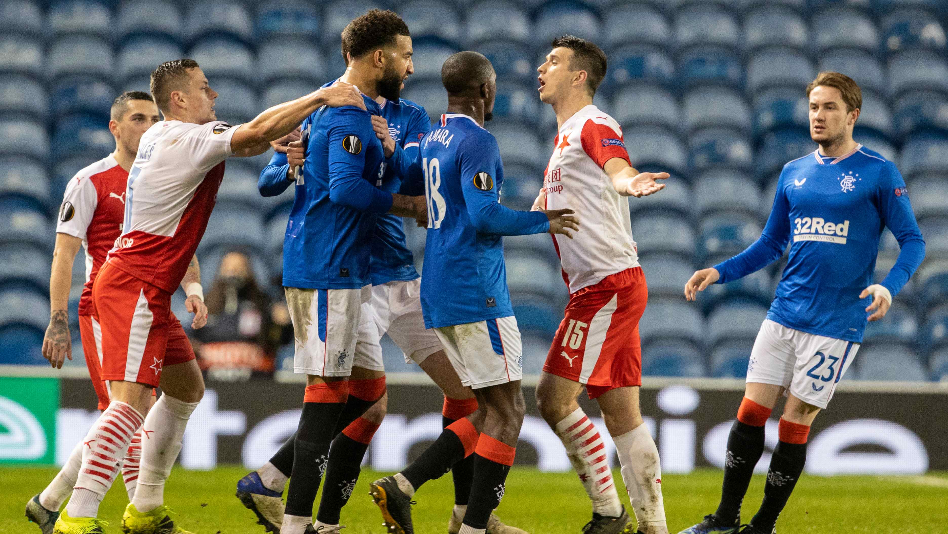 Rangers' Glen Kamara is booed then sent off during defeat to Sparta Prague, Europa League