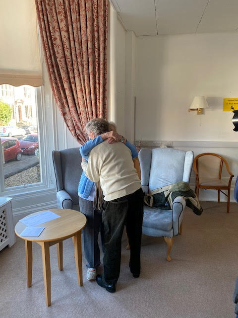 John and Mary Stevenson's reunion at Glenfield and Bagatelle Care Homes in Greenock (Matthew Newby SWNS)