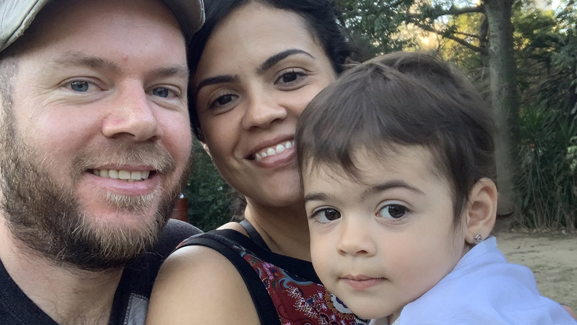 Gary Meenaghan and his family in Brazil.