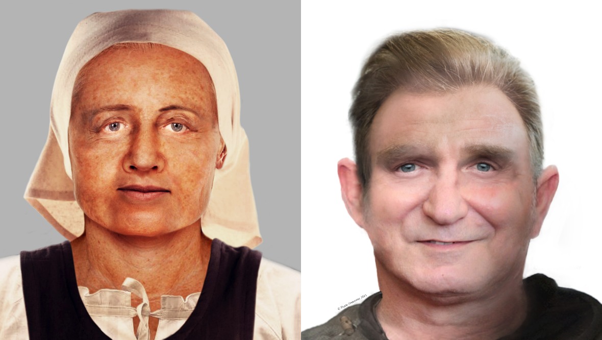 Medieval faces recreated after skulls found in tram works