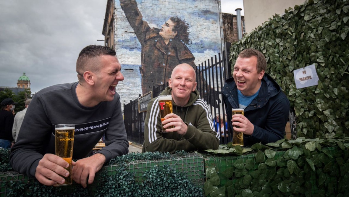 Summer: Beer gardens reopened as Scotland eased out of the first lockdown.