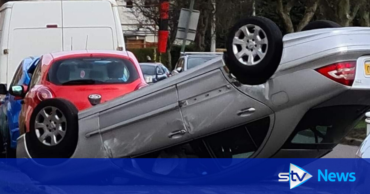Car ends up on roof after crash on residential street STV News