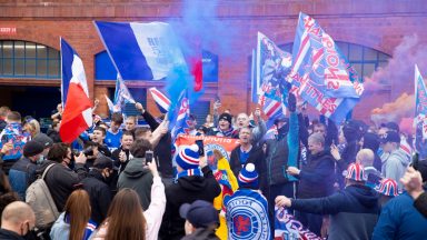 Rangers fans gather across Glasgow after Premiership win