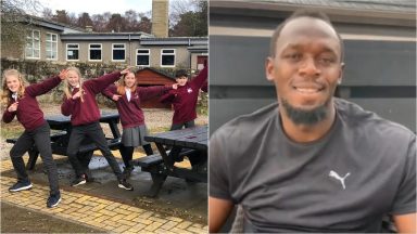 Sprint star Usain Bolt welcomes Scots pupils back to class