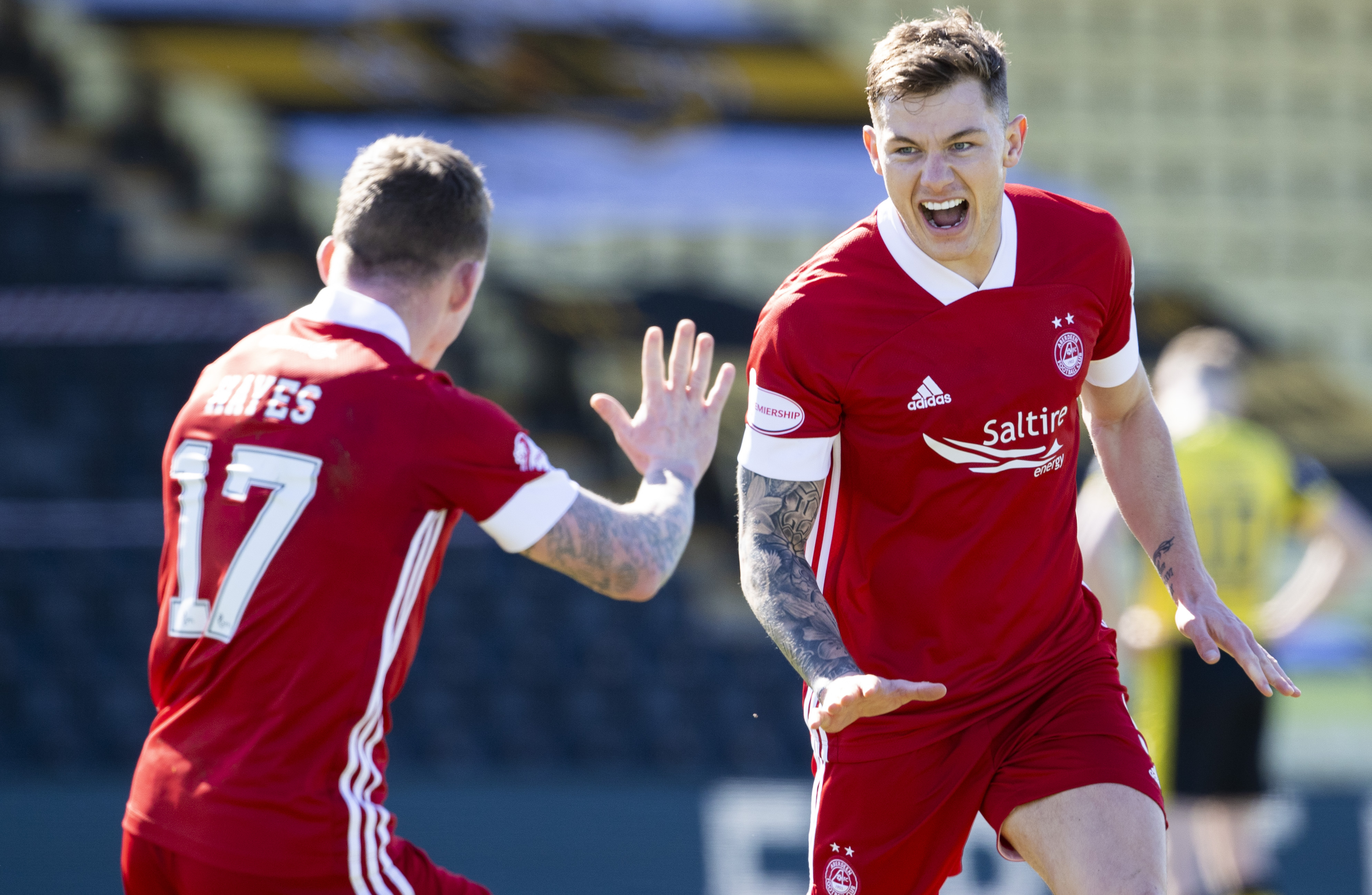 Aberdeen's Callum Hendry celebrates his goal (Photo by Alan Harvey / SNS Group)