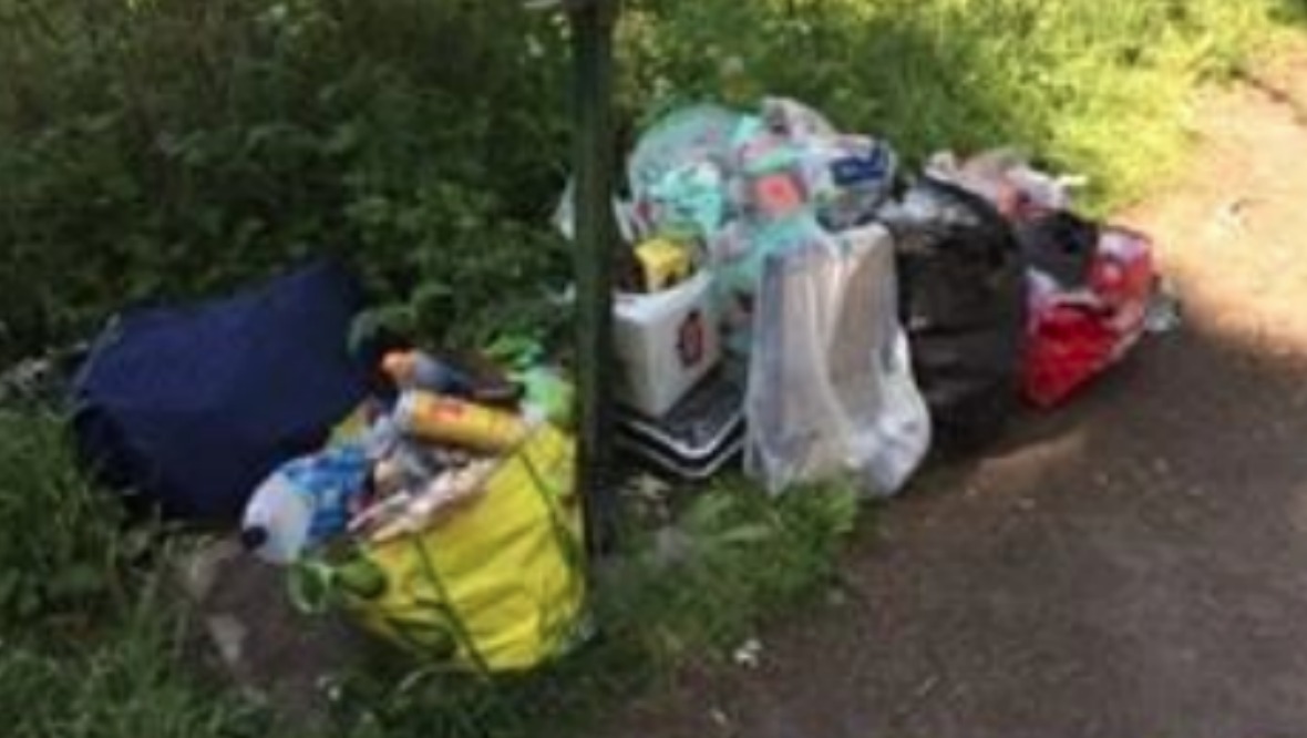 Rubbish left by visitors at a tourism hotspot.