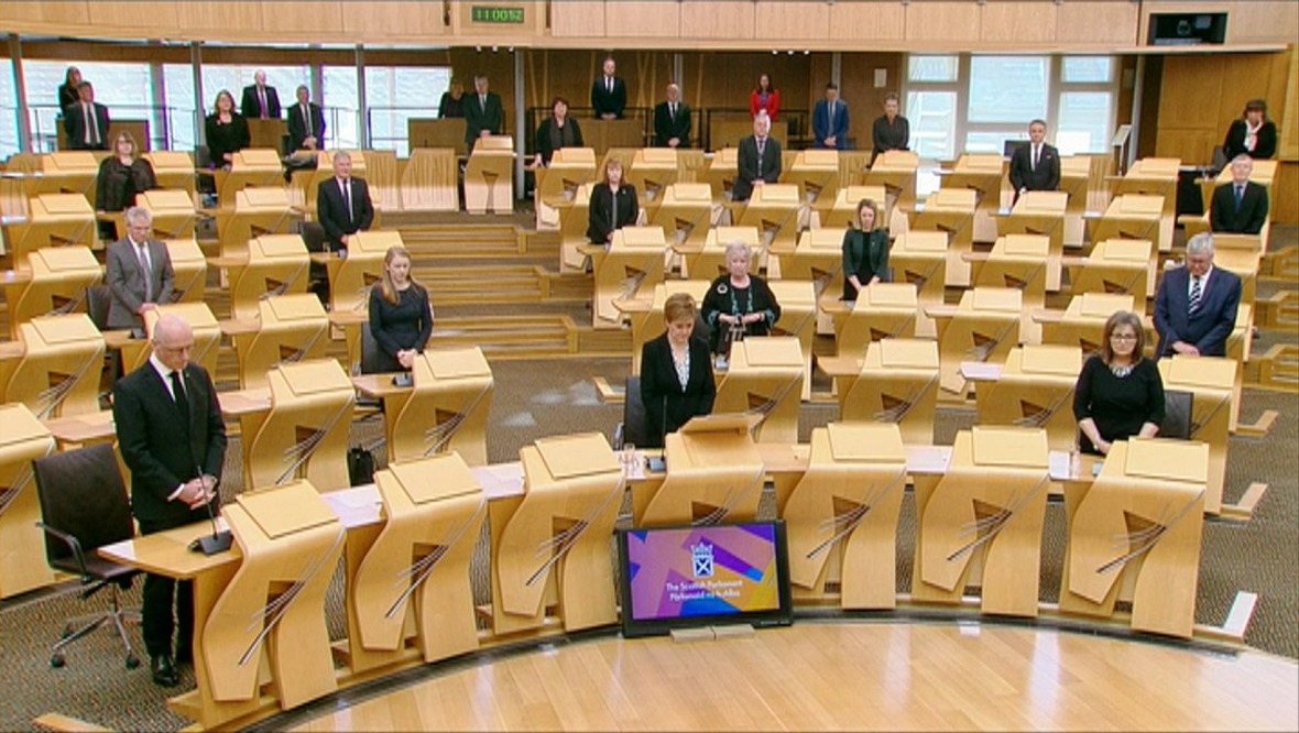 Holyrood: A minute's silence was held for the Duke of Edinburgh.