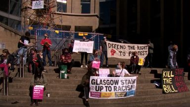 Demonstrators gather in Glasgow for ‘Kill the Bill’ protests