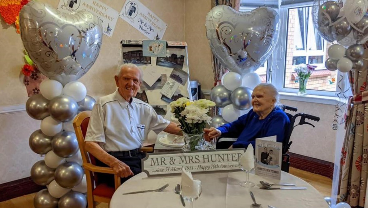 Couple hail ‘having a laugh’ as key to ‘blissful’ 70-year marriage