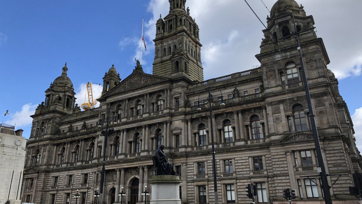 Glasgow City Chambers: The Union Jack has been lowered to half-mast.
