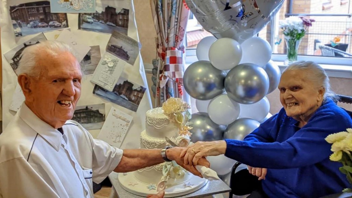 Celebration: The couple live in a care home together.